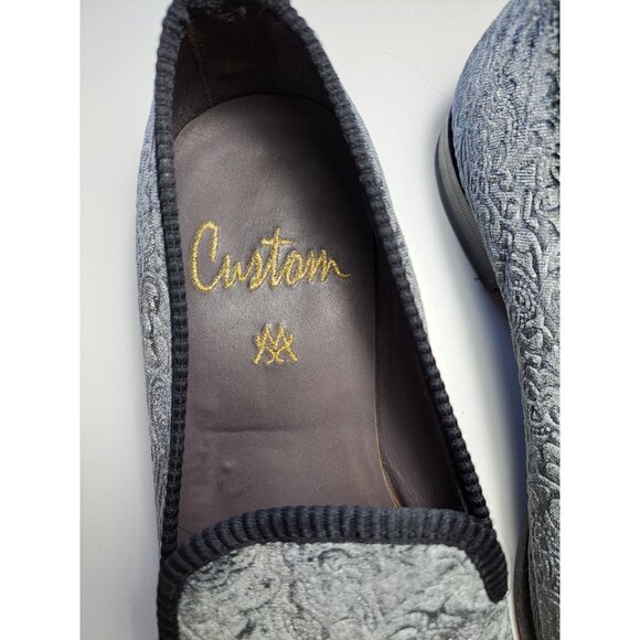 Mezlan Mens Travolta Embossed Velvet Formal Evening Shoes Gray Made Spain Size 1 - Picture 3 of 12